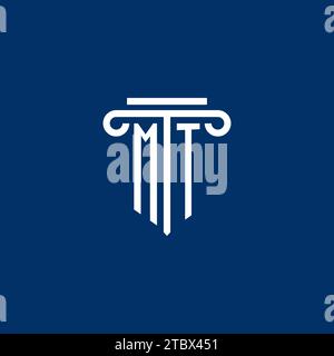 MT initial logo monogram with simple pillar icon design Stock Vector