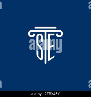 SE initial logo monogram with simple pillar icon design Stock Vector