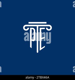 PE initial logo monogram with simple pillar icon design Stock Vector