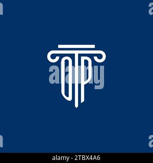 OP initial logo monogram with simple pillar icon design Stock Vector