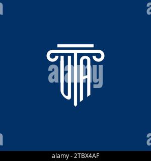 UA initial logo monogram with simple pillar icon design Stock Vector
