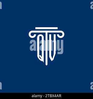 QV initial logo monogram with simple pillar icon design Stock Vector