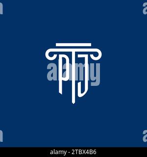 PJ initial logo monogram with simple pillar icon design Stock Vector