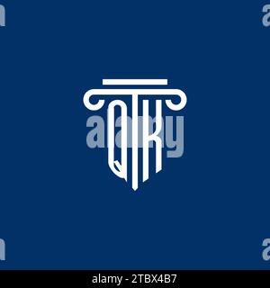 QK initial logo monogram with simple pillar icon design Stock Vector