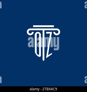OZ initial logo monogram with simple pillar icon design Stock Vector