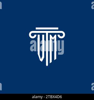 VM initial logo monogram with simple pillar icon design Stock Vector