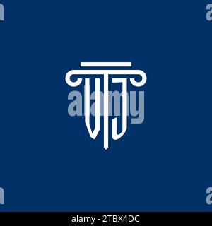VJ initial logo monogram with simple pillar icon design Stock Vector