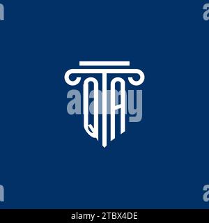 QA initial logo monogram with simple pillar icon design Stock Vector