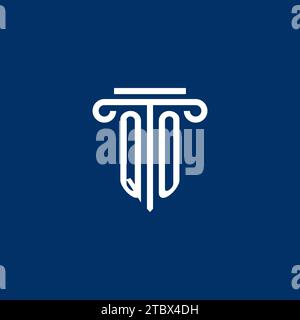 QO initial logo monogram with simple pillar icon design Stock Vector