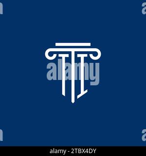 TI initial logo monogram with simple pillar icon design Stock Vector