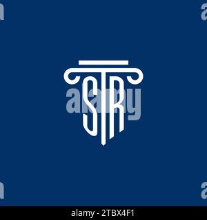 SR initial logo monogram with simple pillar icon design Stock Vector