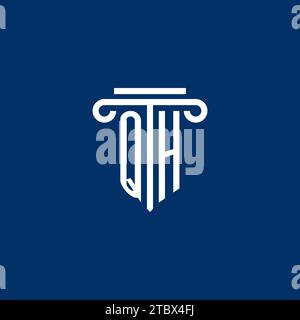 QH initial logo monogram with simple pillar icon design Stock Vector