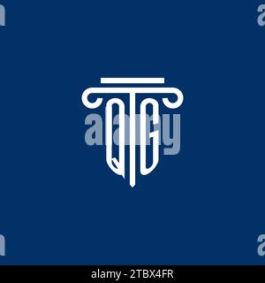 QG initial logo monogram with simple pillar icon design Stock Vector