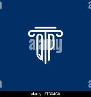 QP initial logo monogram with simple pillar icon design Stock Vector