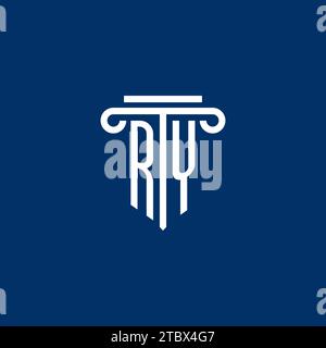 RY initial logo monogram with simple pillar icon design Stock Vector
