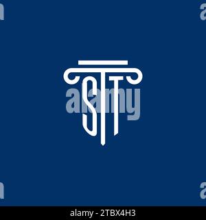 ST initial logo monogram with simple pillar icon design Stock Vector