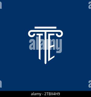 TE initial logo monogram with simple pillar icon design Stock Vector