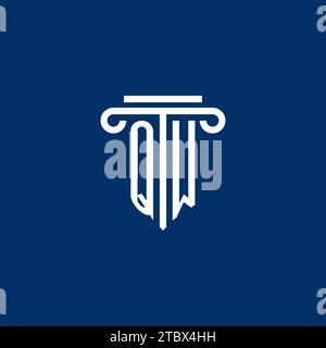 QW initial logo monogram with simple pillar icon design Stock Vector