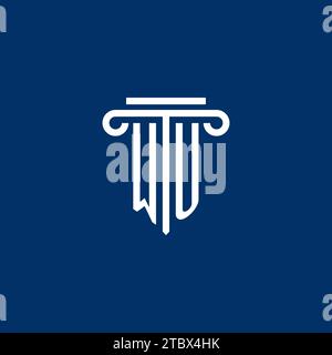 WU initial logo monogram with simple pillar icon design Stock Vector