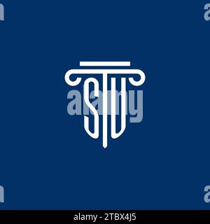 SU initial logo monogram with simple pillar icon design Stock Vector