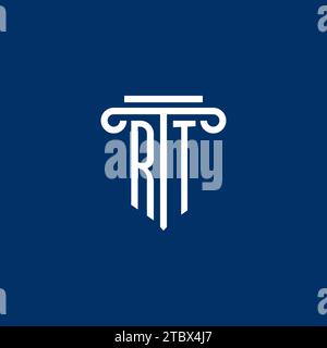 RT initial logo monogram with simple pillar icon design Stock Vector