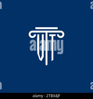 VT initial logo monogram with simple pillar icon design Stock Vector