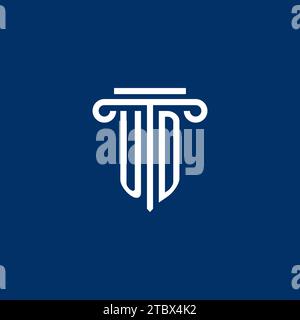 UD initial logo monogram with simple pillar icon design Stock Vector