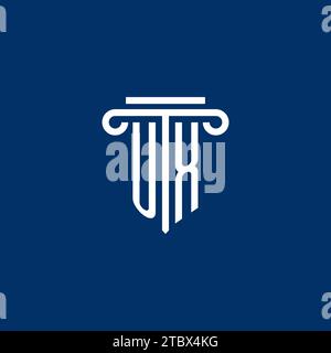 UX initial logo monogram with simple pillar icon design Stock Vector