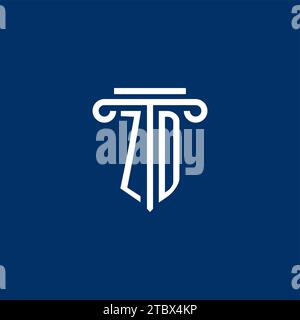ZD initial logo monogram with simple pillar icon design Stock Vector