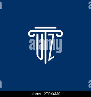UZ initial logo monogram with simple pillar icon design Stock Vector