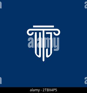 UJ initial logo monogram with simple pillar icon design Stock Vector