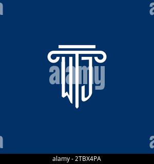 WJ initial logo monogram with simple pillar icon design Stock Vector
