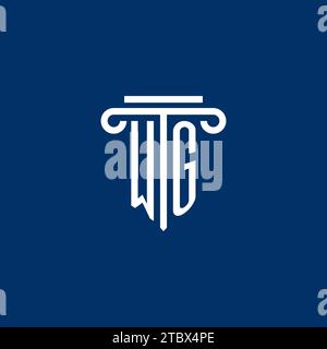 WG initial logo monogram with simple pillar icon design Stock Vector