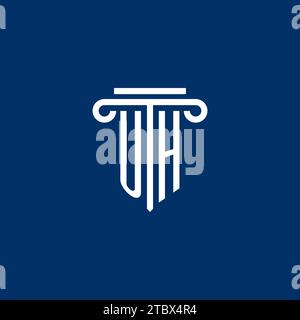 UH initial logo monogram with simple pillar icon design Stock Vector