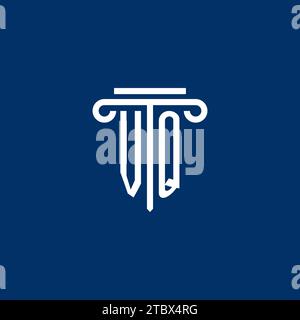VQ initial logo monogram with simple pillar icon design Stock Vector