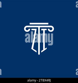 ZI initial logo monogram with simple pillar icon design Stock Vector