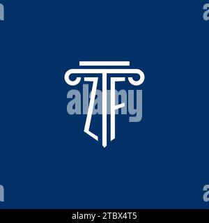 ZF initial logo monogram with simple pillar icon design Stock Vector