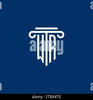 WR initial logo monogram with simple pillar icon design Stock Vector