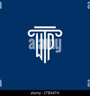 WP initial logo monogram with simple pillar icon design Stock Vector