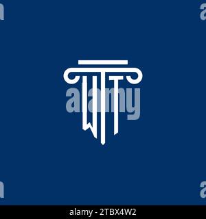 WT initial logo monogram with simple pillar icon design Stock Vector