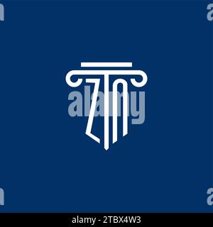 ZN initial logo monogram with simple pillar icon design Stock Vector
