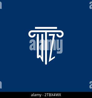 WZ initial logo monogram with simple pillar icon design Stock Vector
