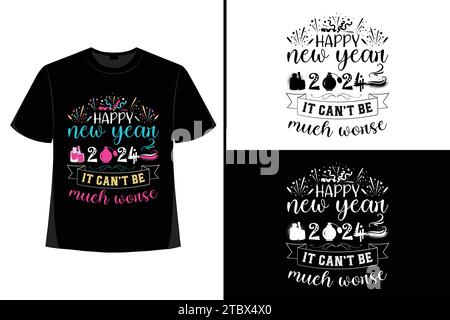 Happy New YearT-shirt, Typography Vector,  T-shirt Design Vector, Happy new year 2024, new year t-shirt design, New 2024 t-shirt Design Stock Vector