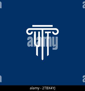 YT initial logo monogram with simple pillar icon design Stock Vector