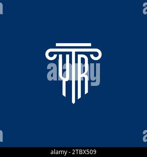 YR initial logo monogram with simple pillar icon design Stock Vector
