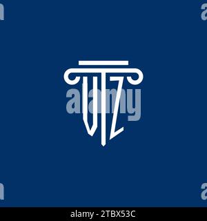 VZ initial logo monogram with simple pillar icon design Stock Vector