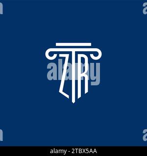 ZR initial logo monogram with simple pillar icon design Stock Vector