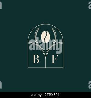 BF Unique and simple logo design combination of letters and coffee bean Stock Vector