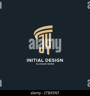 JY monogram with pillar icon design, luxury and modern legal logo design ideas vector graphic Stock Vector