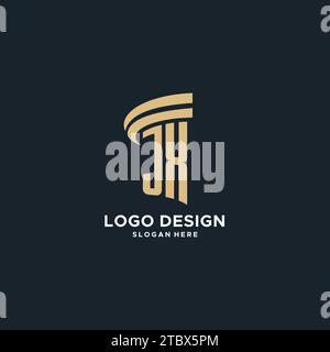JX monogram with pillar icon design, luxury and modern legal logo design ideas vector graphic Stock Vector